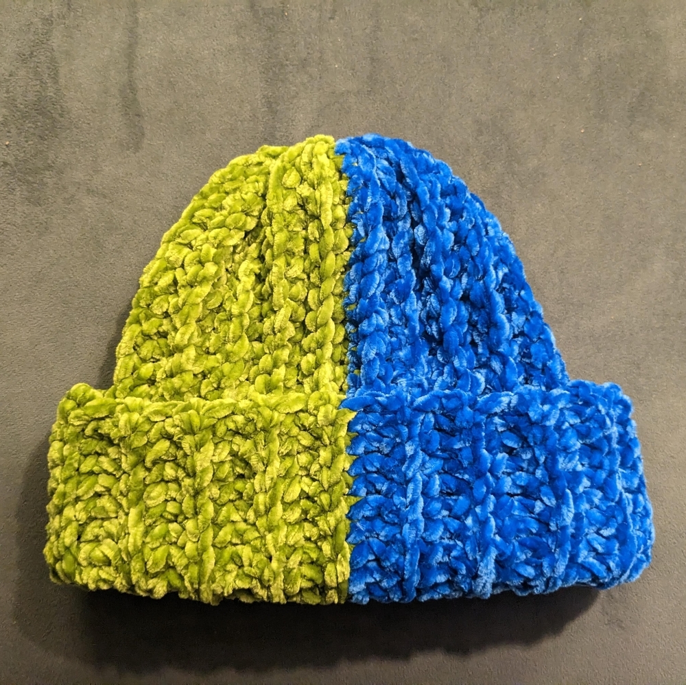 Chenille split color beanie